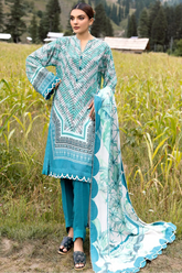 Gul Ahmad Printed Karandi 3 Piece Suit - AY #42003