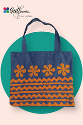 Blue aplic work Tote Bag GWTB0010