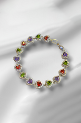 Multicolored gemstone bracelet on a silver background