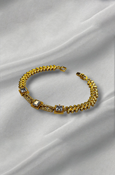 golden chain Bracelet on white back background