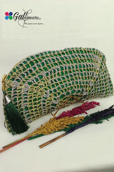 D Shape Crochet Green Clutch Bag GWCB0004
