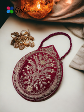 Elegant Drop Shape Clutch Bag with Intricate Tilla Work