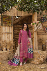 Peridot Embroidered Premium Shirt and Pure Wool Shawl 3PC - PR-399