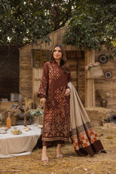 Peridot Embroidered Premium Shirt and Pure Wool Shawl 3PC - PR-400
