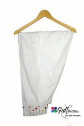 Stitched Slub Linen Color Impression Design Shalwar GWSh00008-White