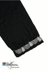 Stitched Slub Linen Hand Embroidery Trouser GWT00002-Black