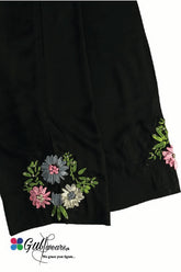 Stitched Slub Linen Ribbon Work Trouser GWT00004-Black