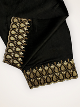 Stitched Slub Silk Embroidered Shalwar GWSh00002-Black