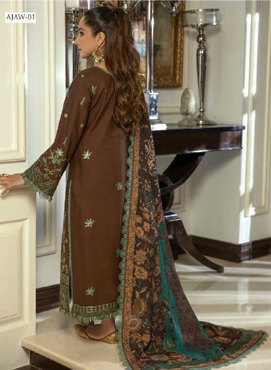 Asim Jofa Winter Khaddar 3 PC Shawl Collection AJAW-01