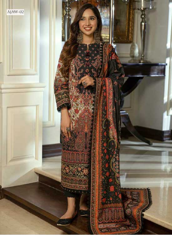 Asim Jofa Winter Khaddar 3 PC Shawl Collection AJAW-02