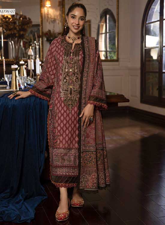 Asim Jofa Winter Khaddar 3 PC Shawl Collection AJAW-07