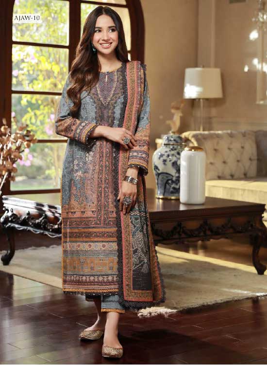 Asim Jofa Winter Khaddar 3 PC Shawl Collection AJAW-10