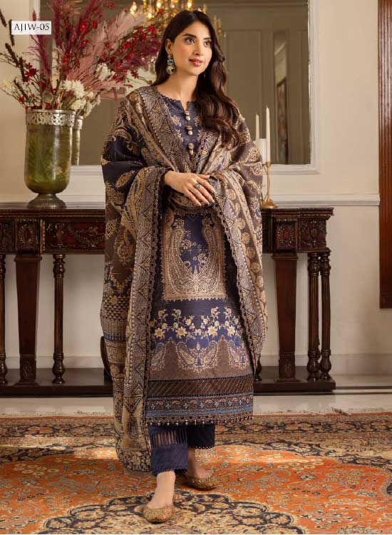 Asim Jofa Winter Khaddar 3 PC Shawl Collection AJIW-05