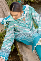 Gul Ahmad Printed Karandi 3 Piece Suit - AY #42003