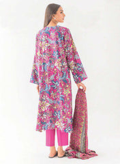 Beech Tree Winter Printed Cotton Satin 3PC Magenta Veil BT2W23U42