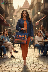 Blue aplic work Tote Bag GWTB0010