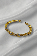 golden chain Bracelet on white back background