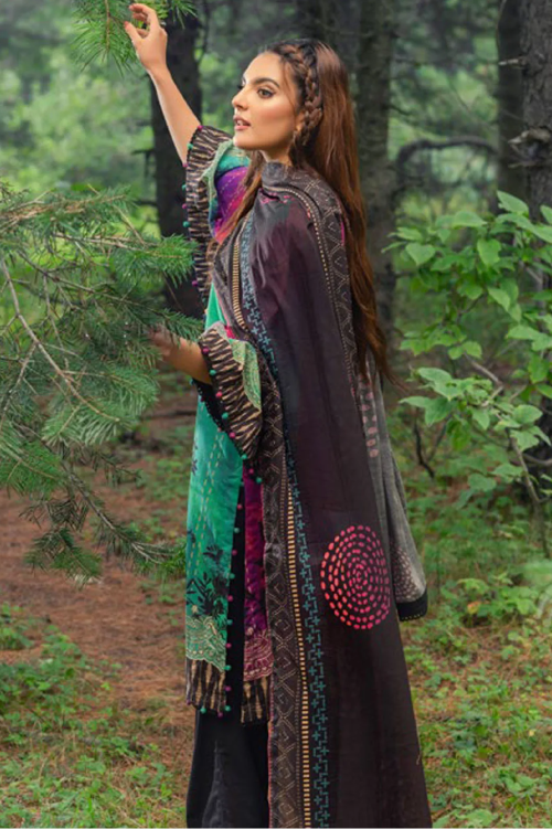 Gul Ahmad Printed Khaddar shirt with Printed Cotton Net Dupatta 3 Piece - CN #42003