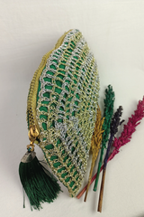 D Shape Crochet Green Clutch Bag GWCB0004