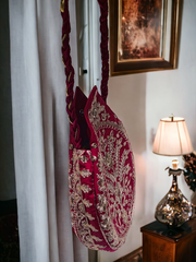 Elegant Drop Shape Clutch Bag with Intricate Tilla Work