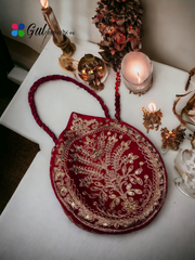 Elegant Drop Shape Clutch Bag with Intricate Tilla Work