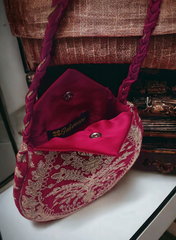 Elegant Drop Shape Clutch Bag with Intricate Tilla Work