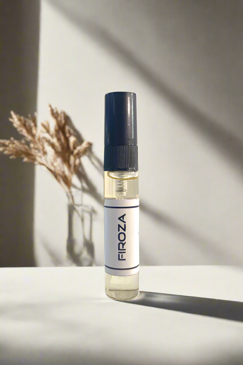 Firoza perfume bottle on a gray background