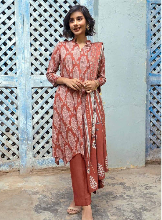 Gul Ahmad Winter Digital Printed Dobby Linen 3 Pc Suit LT-32023 B