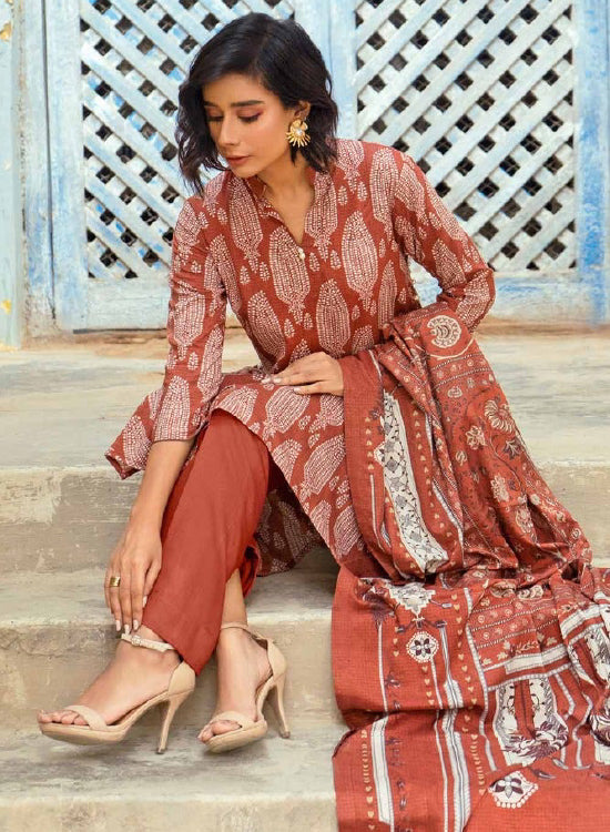 Gul Ahmad Winter Digital Printed Dobby Linen 3 Pc Suit LT-32023 B
