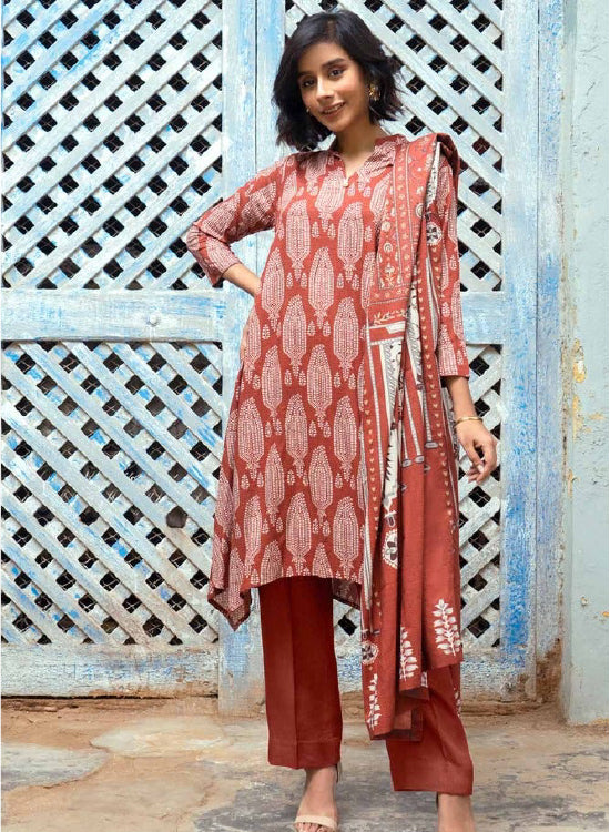 Gul Ahmad Winter Digital Printed Dobby Linen 3 Pc Suit LT-32023 B