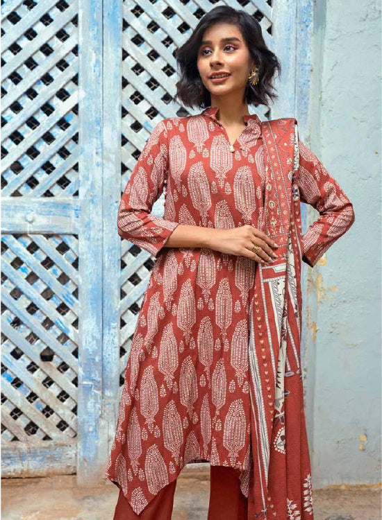 Gul Ahmad Winter Digital Printed Dobby Linen 3 Pc Suit LT-32023 B