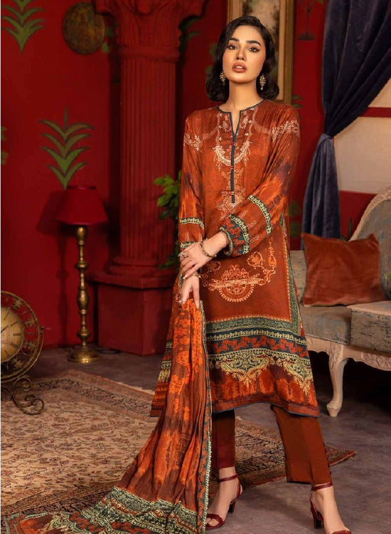 Gul Ahmad Winter Digital Printed Linen 3 Pc Suit LT-32025