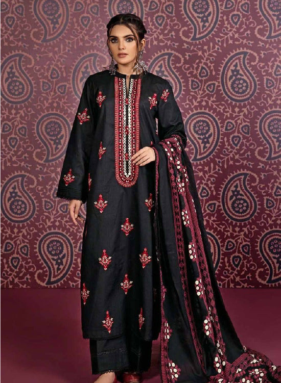 Gul Ahmad Winter Embroidered Cotton Net 3 Pc Suit CN-32030