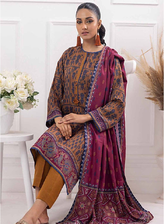 Gul Ahmad Winter Printed Dhanak 3 Pc Suit WNS-32175 B