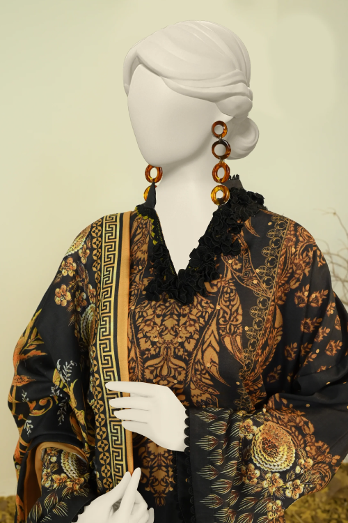 J. Printed Swiss Khaddar With Shawl 3 Piece - PJBWKU-24-1126