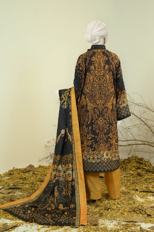 J. Printed Swiss Khaddar With Shawl 3 Piece - PJBWKU-24-1126