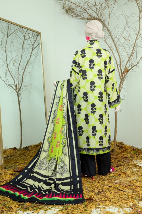 J. Printed Swiss Khaddar With Shawl 3 Piece - PJBWKU-24-1133