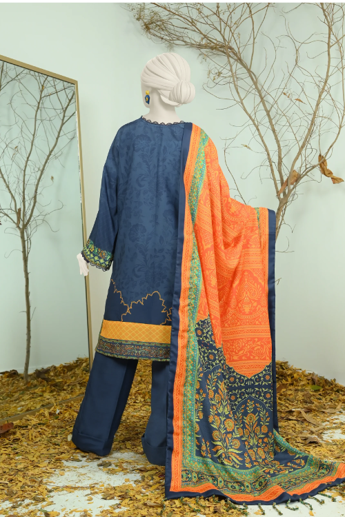 J. Printed Swiss Khaddar With Shawl 3 Piece - PJBWKU-24-1137