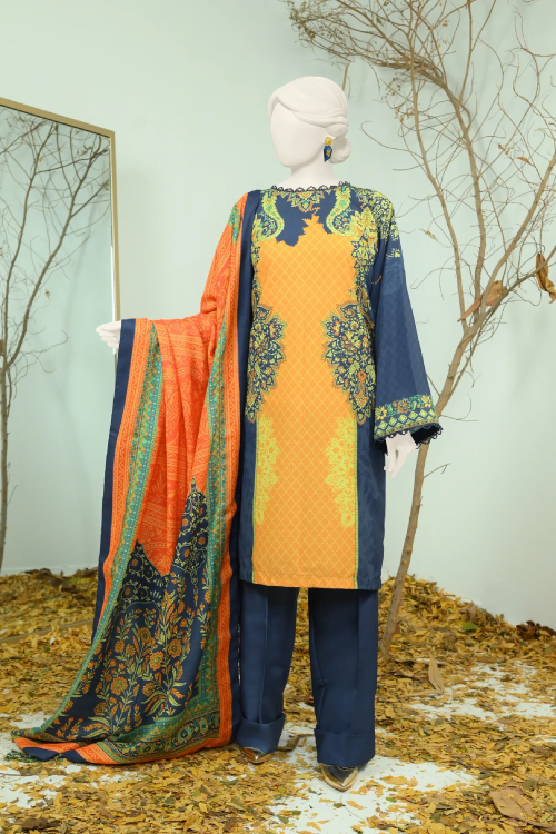 J. Printed Swiss Khaddar With Shawl 3 Piece - PJBWKU-24-1137
