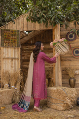 Peridot Embroidered Premium Shirt and Pure Wool Shawl 3PC - PR-399