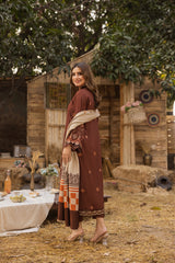 Peridot Embroidered Premium Shirt and Pure Wool Shawl 3PC - PR-400