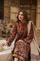Peridot Embroidered Premium Shirt and Pure Wool Shawl 3PC - PR-400