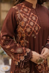 Peridot Embroidered Premium Shirt and Pure Wool Shawl 3PC - PR-400