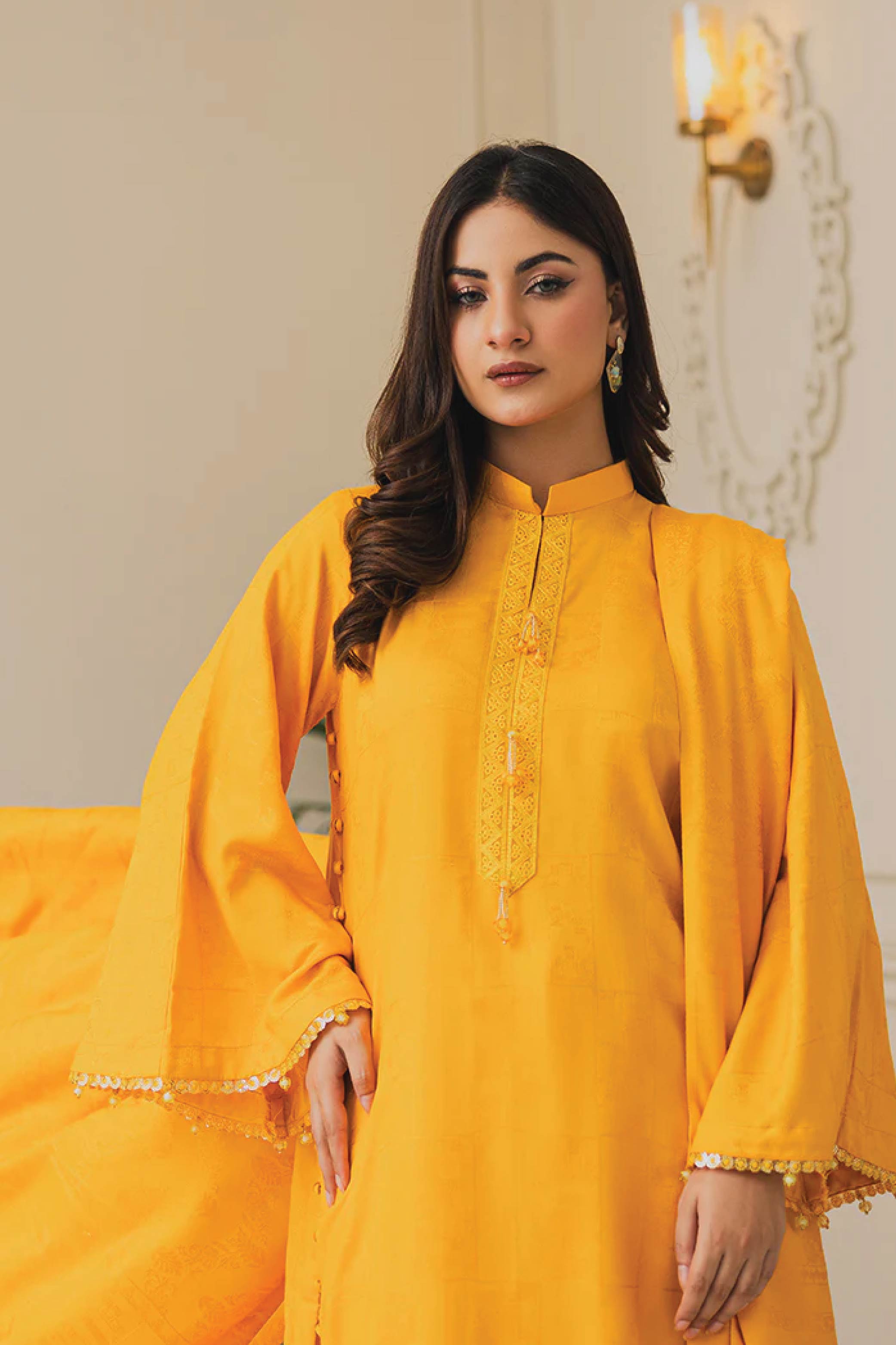 Peridot viscose  jacquard 3 Piece Suit PJ-416
