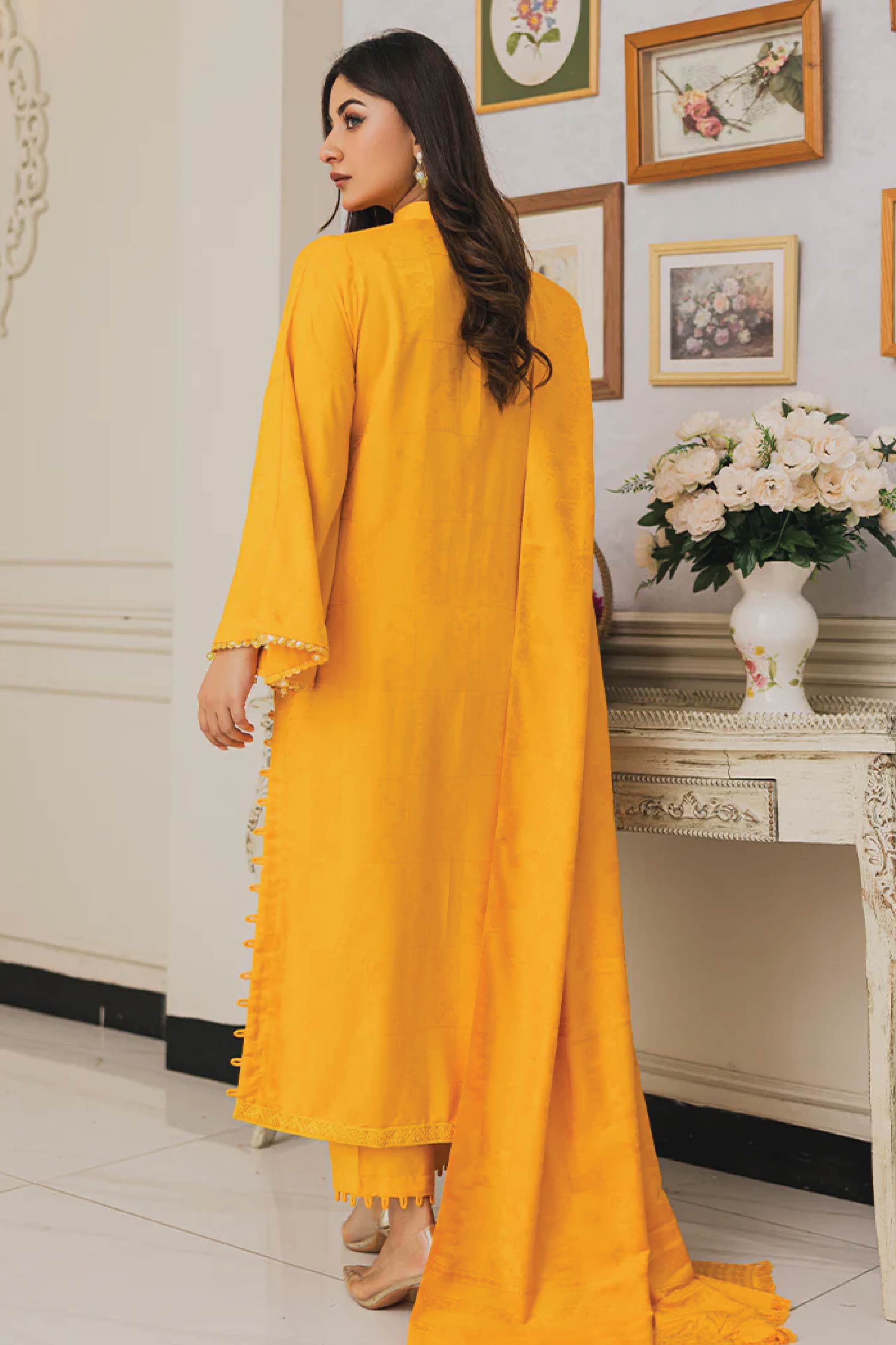 Peridot viscose  jacquard 3 Piece Suit PJ-416