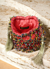 Pink Multi-Color Beads Potli Bag