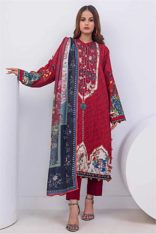 Gul Ahmad Printed Khaddar with Pashmina Shawl  3 Piece - WRF #32014
