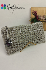 Roman Silver Crochet Clutch GWCB0001
