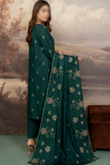 Sargoshi Luxury Peach Embroided with Fancy Woolen Shawl 3PC - D-05