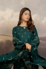 Sargoshi Luxury Peach Embroided with Fancy Woolen Shawl 3PC - D-05